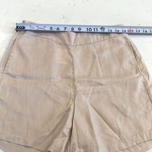 NEW LANHTROPY 100% Linen Lux High Rise Tan Sand Classic Summer Shorts XL - Picture 4 of 8